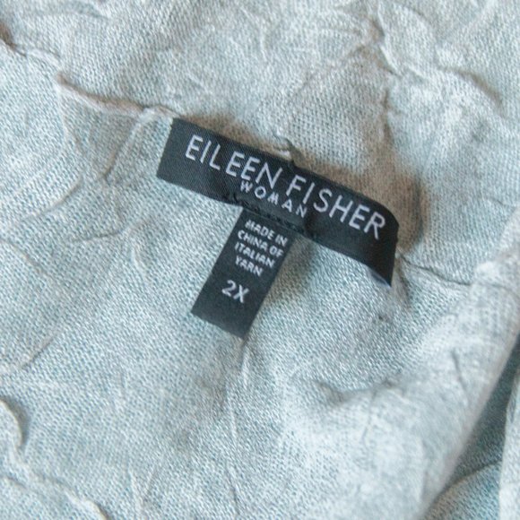 Eileen Fisher Woman Gray Crinkle Knit Short Sleeve Open Front Cardigan Size 2X - Picture 3 of 7